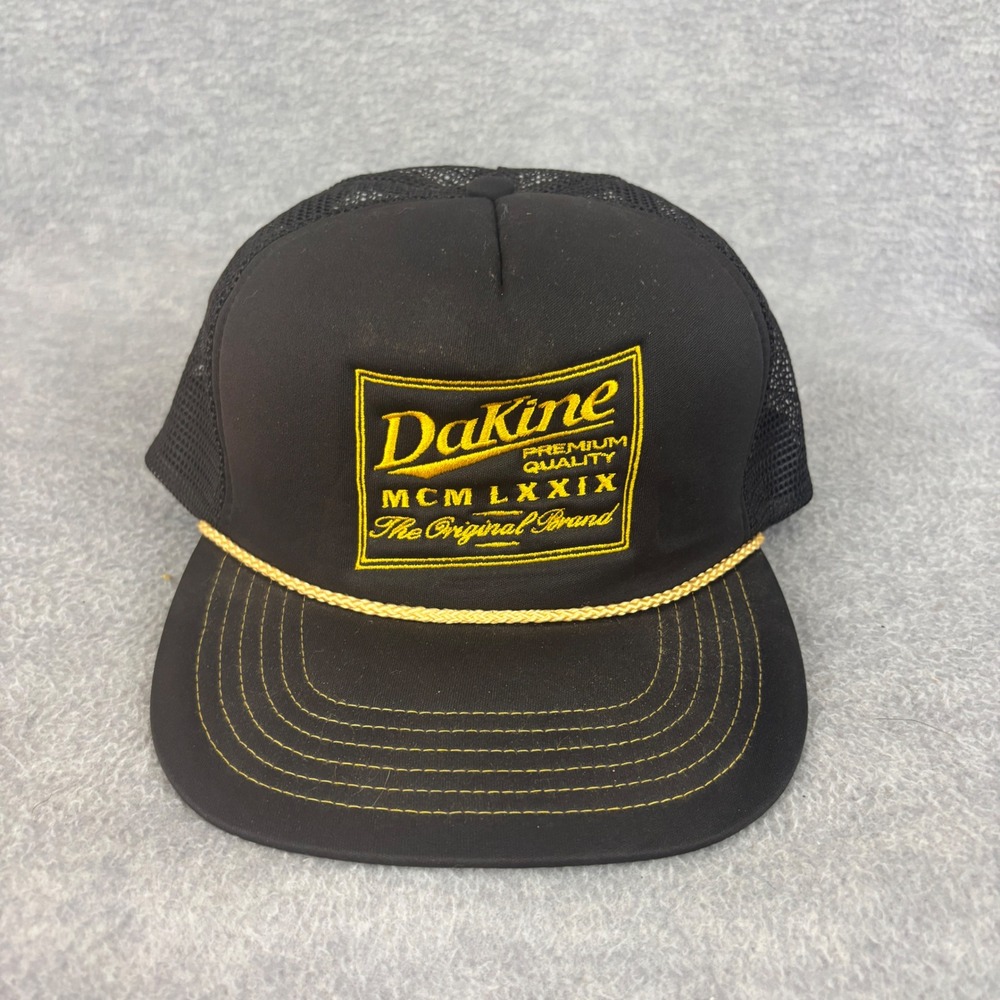 Dakine Trucker Hat Mens OSFA Black‎ Gold Embroidered Mesh Snapback Cap